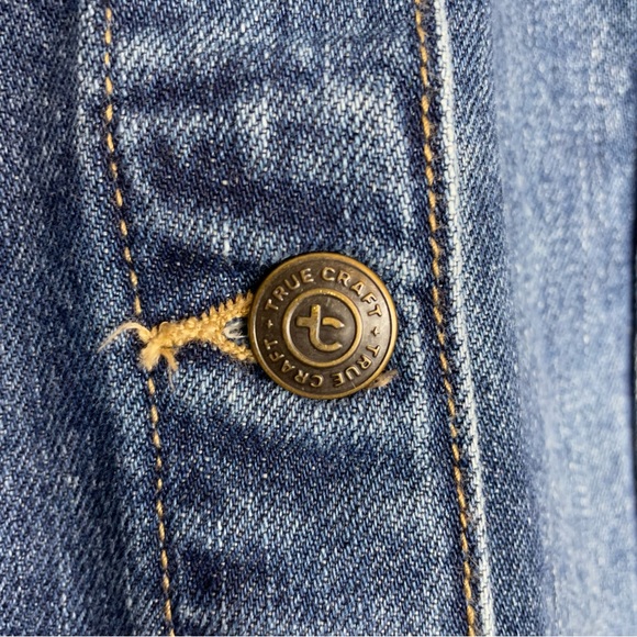 True Craft Distressed Denim Jean Trucker Jacket - Picture 7 of 8